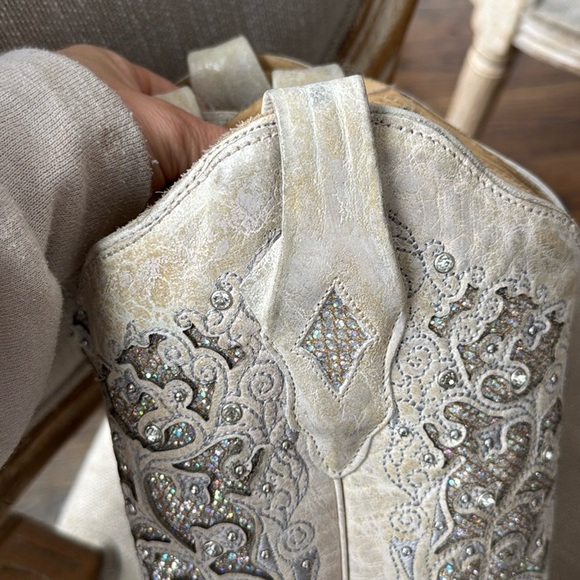 Corral Women's Glitter Inlay and Crystals Wedding Boots - Snip Toe size 6.5 - Picture 8 of 9